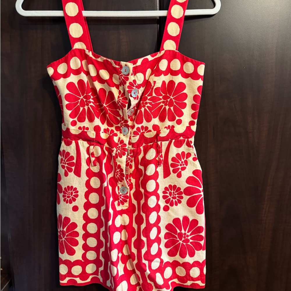 FARM Rio Vibrant Red and Cream romper - Picture 2 of 2